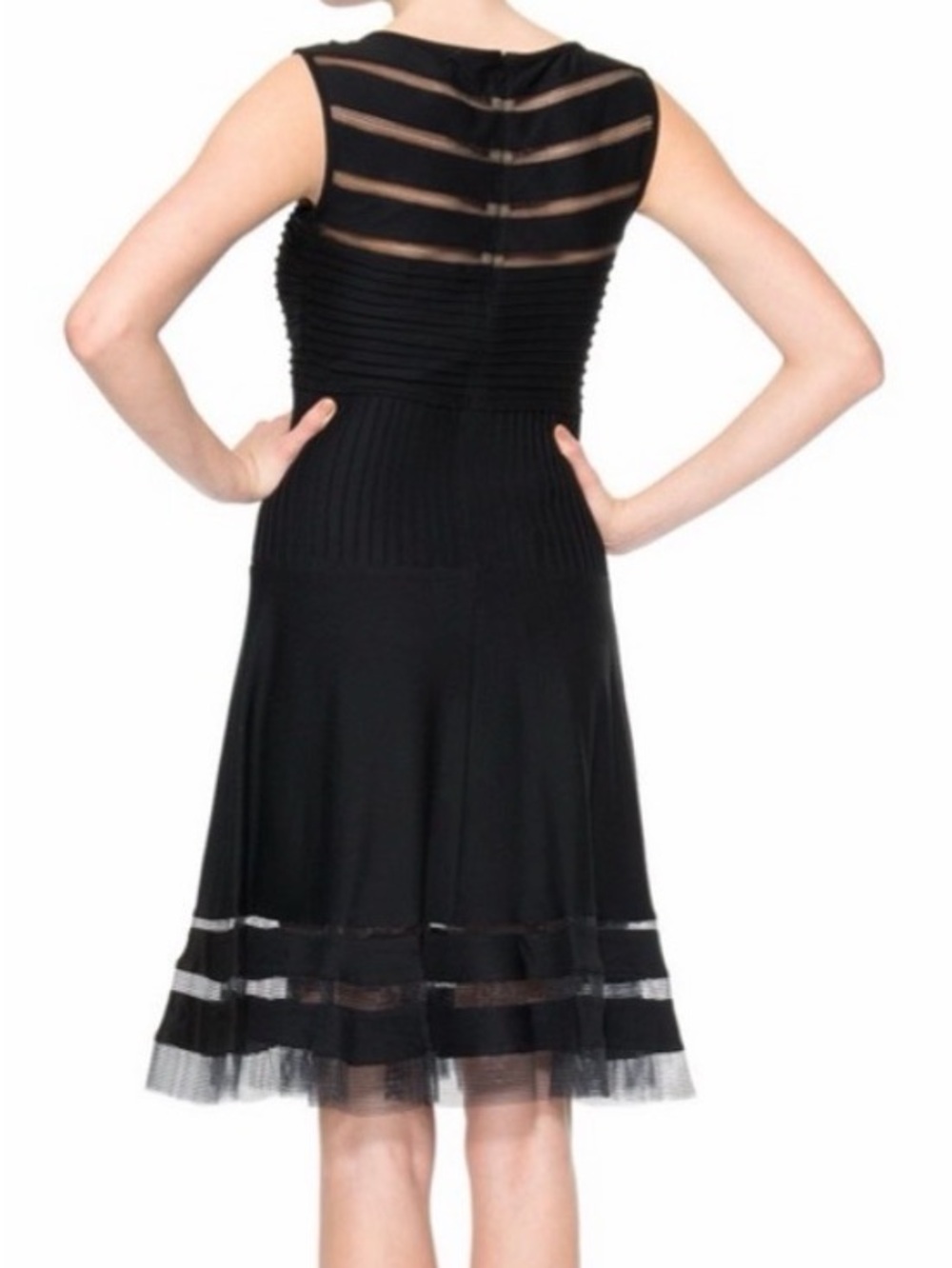 Tadashi Shoji Dresses Tadashi Shoji Black Sleeveless Meshhem Midi tadashi-shoji-dresses-tadashi-shoji-black-sleeveless-meshhem-midi
